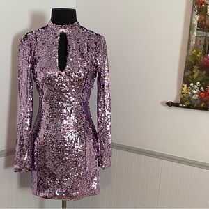 Parker NYC Sequin Cut Out Cocktail Party Dress